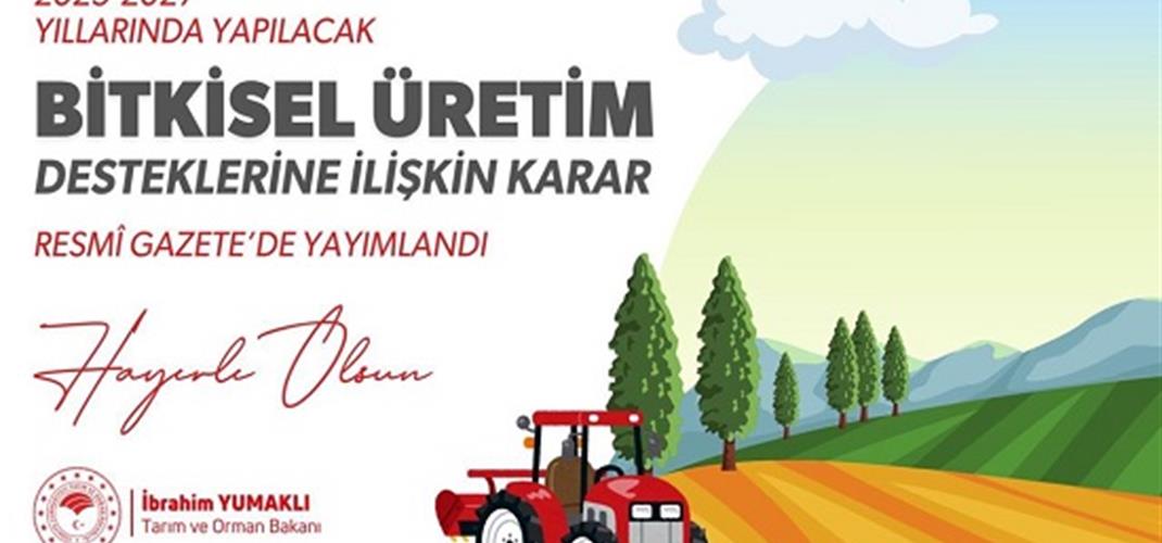 TARIM VE ORMAN BAKANLIĞIMIZCA  YENİ DESTEKLEME MODELİ AÇIKLANDI