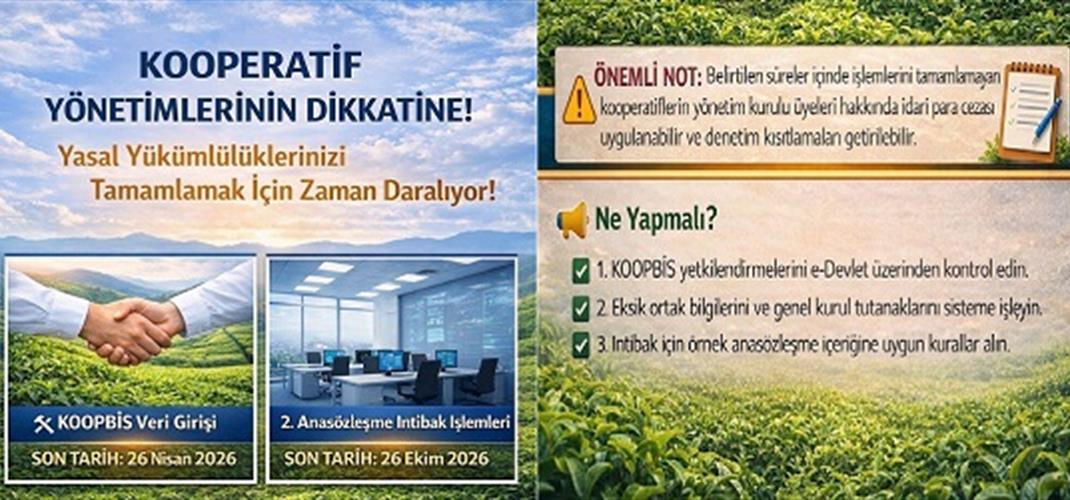 Kooperatif Yönetim Kurulu Üyelerinin Dikkatine....Yasal Yükümlülüklerinizi Tamamlamak İçin Zaman Daralıyor!!!